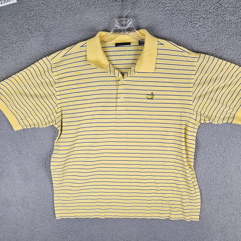 Masters Collection Golf Polo Shirt Mens Large Yellow Striped Performance Popover